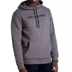 Designer Karl Lagerfeld Paris Mens Pullover Hoodie in Grey Winter Spring Fall